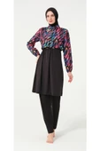 Tesmay 21109 Siyah Dijital Desenli Lycralı Tesettür Mayo thumbnail 4