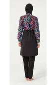 Tesmay 21109 Siyah Dijital Desenli Lycralı Tesettür Mayo thumbnail 7