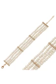 Zirkon Taşlı Doğal İnci 5 mm 4 Sıra Bileklik - 1