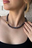 9,5 mm Doğal Siyah İnci Kolye - 2