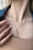 7,5 mm Halka Tatlı Su Doğal İnci Kolye - 2