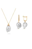 Barok İnci Kolye Küpe İkili Set - 3