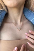 7,5 mm Yarım Daire Tatlı Su Doğal İnci Kolye - 2