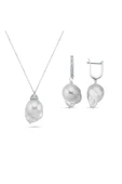 Barok İnci Kolye Küpe İkili Set - 4