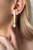 10,5 mm Tatlı Su Doğal İnci Küpe - 1