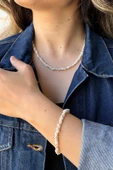 5,5 mm Bahreyn İnci Kolye Bileklik İkili Set - 3