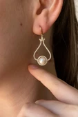 6,5 mm Lale Taşlı Doğal İnci Küpe Kolye İkili Set - 3