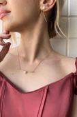 7,5 mm Doğal İncili Küpe Kolye İkili Set - 1