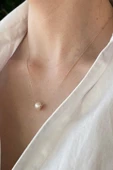 8,5 mm Tek Taneli Doğal İnci Kolye - 1