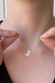 6,5 mm Çift Doğal İncili Kolye - 1