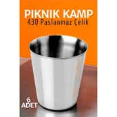 Paslanmaz Çelik Bardak Seti Kamp Piknik Bardağı 6 adet - 1