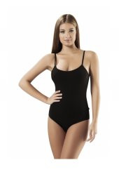 Gümüş İp Askılı Çıtçıtlı Body Siyah - 2