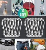 Ablacks  10 Adet Düz Yaylı Karabina 8 Mm No Olta Deniz Tırmanma Kamp Ekipmanları Hamak Askı thumbnail 1