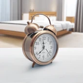 UpWay Tokmaklı Çanlı Yüksek Zil Sesli Metal Kasalı Pilli Işıklı Retro Nostaljik Çalar Saat - 3