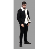 AMOR MAN İÇİ KOMPLE PAMUK KÜRK ERKEK KOT MONT-SİYAH - 1