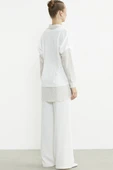 Bluz Kombinli Oversize Gömlek - Vizon - 5