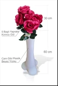 En Uzun Büyük Geniş Kırmızı 5 Gül Beyaz 60cm Kırılmaz İnce Bel Dengeli Devrilmez Kırılmaz Konik Vazo - 2