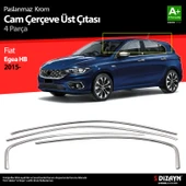 S-Dizayn Fiat Egea HB Krom Cam Üst Çıtası 4 Prç. 2015 Üzeri (Mat Krom) A+ Kalite - 1