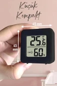 Mini Sıcaklık Nem Ölçer LCD Ekranlı Oda Termometre Duvara Takılabilen Masaüstü Isı Göstergesi Siyah - 2