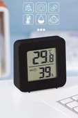 Mini Sıcaklık Nem Ölçer LCD Ekranlı Oda Termometre Duvara Takılabilen Masaüstü Isı Göstergesi Siyah - 1