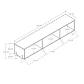 4090 Napoli 180 Cm (Membran MDF Kapaklı) Bohem Tv Ünitesi Sepet - Beyaz - 2