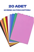 20 Adet Renkli Fon Kartonu 25X35 Cm 10 Karışık Renk - 1