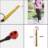 Bisiklet Pompası 55 cm Pratik El Tipi Ayak Tutamaklı Metal Borulu Top Lastik Şambrel Şişirme - 2