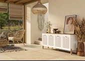 1740 Napoli 180 Cm (Membran MDF Kapaklı) Bohem Konsol Sepet - Beyaz - 6