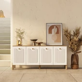 1740 Napoli 180 Cm (Membran MDF Kapaklı) Bohem Konsol Sepet - Beyaz - 3