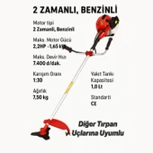 Benzinli Yan Tırpan Motorlu Çim Biçme Makinesi Profesyonel Misinalı Ot Bahçe Tırpanı Seti thumbnail 2
