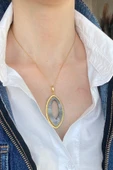 Oval Sedef Kolye - 3