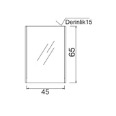 Denko Gloria 50 cm MDF Antrasit Gri Banyo Dolabı Aynalı Üst Modül thumbnail 2