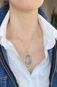 Oval Sedef Kolye - 4