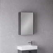 Denko Gloria 50 cm MDF Antrasit Gri Banyo Dolabı Aynalı Üst Modül thumbnail 1