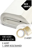 40x60cm Tabak Bardak Sarma Taşıma Taşınma Paketleme Kağıdı 100 Adet + 2 Adet Koli Bandı thumbnail 1