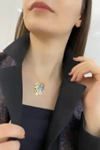 Sedef Taşlı Yaprak Kolye - 2