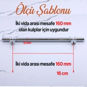 Metal Kulp Mobilya Çekmece Mutfak Dolabı Dolap Kulpları Kulbu Kulpu 160 mm -16 cm Krom Renk thumbnail 2
