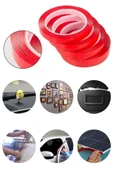 Silikonlu Çift Taraflı Şeffaf Kırmızı Su Geçirmez Güçlü Montaj Bandı 18mm X 2mt 18*2 Silikon Bant - 1