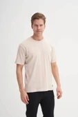 Cazador Bisiklet Yaka Slim Fit Likarlı Düz Tişört 4163 Bej - 1