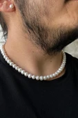 7,5 mm Doğal İnci Erkek Kolye thumbnail 1