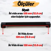 Metal Mobilya Mutfak Çekmece Dolap Dolabı Kulbu Kulpu Kulpları (128 mm - 12.8 cm) Siyah thumbnail 2
