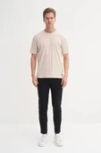 Cazador Bisiklet Yaka Slim Fit Likarlı Düz Tişört 4163 Bej - 3