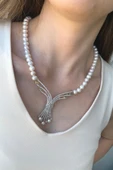 7,5 mm Zirkon Taşlı Doğal İnci Gerdanlık thumbnail 5