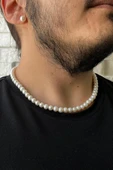8,5 mm Sıralı Doğal İnci Erkek Kolye thumbnail 1