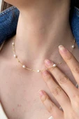Kadın Dorika Toplu Zincir Doğal İnci Kolye thumbnail 2