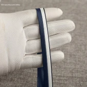 İki Renkli Yapay İpek Saten Biye Şerit - Koyu Mavi (103 Tibet Mavisi ve Beyaz 5 m) thumbnail 1