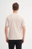 Cazador Bisiklet Yaka Slim Fit Likarlı Düz Tişört 4163 Bej - 4
