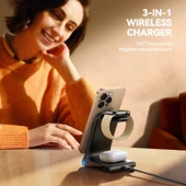 Joyroom W15 3in 1 Katlanabilir Çoklu Masaüstü Kablosuz Şarj Standı - 3