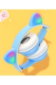 MEGAMUS Kablosuz Bluetooth Kedi Kulak oyun kulaklığı Glow işık kaskları sevimli müzik kulaklıklar - 2