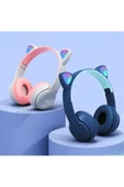 MEGAMUS Kablosuz Bluetooth Kedi Kulak oyun kulaklığı Glow işık kaskları sevimli müzik kulaklıklar - 3